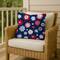 18" Patriotic Flower Doodle Indoor Outdoor Pillow